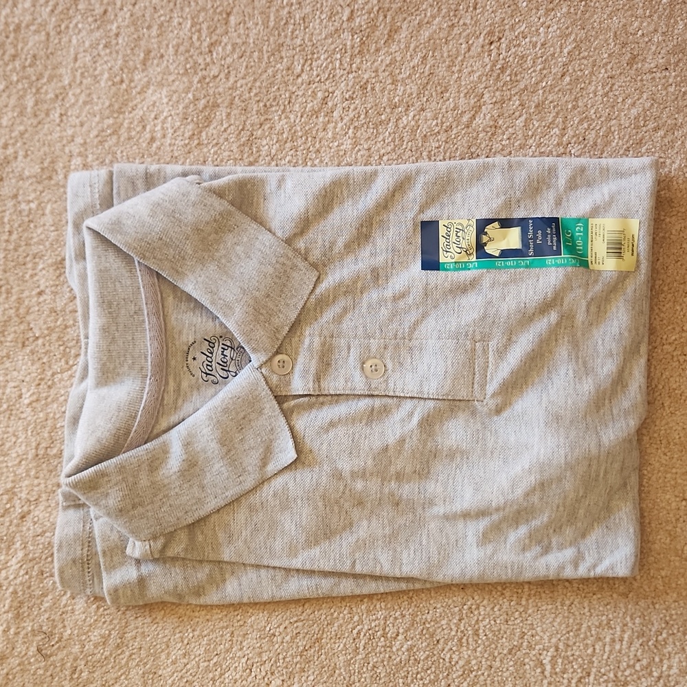Boys size L(10/12) Gray Faded Glory polo short sleeve
